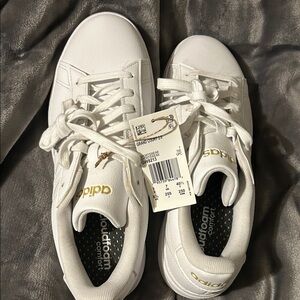 adidas Cloudfoam White and Gold Sneakers